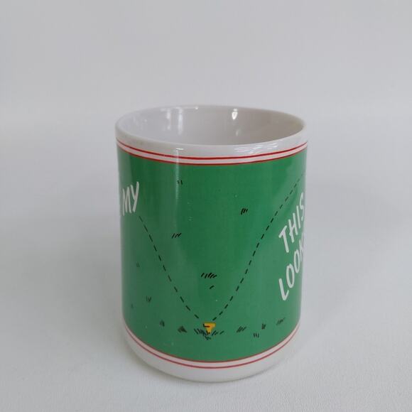 EUC slant golf coffee mug "This mug looks like my hook/slice" - 5" total width - Picture 3 of 5